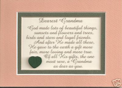 Grandmas GOD MADE Grandmothers verses poems plaques  