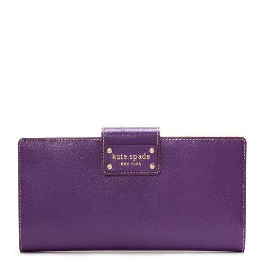New Kate Spade Large Purple Leather Wellesley Travel Wallet  