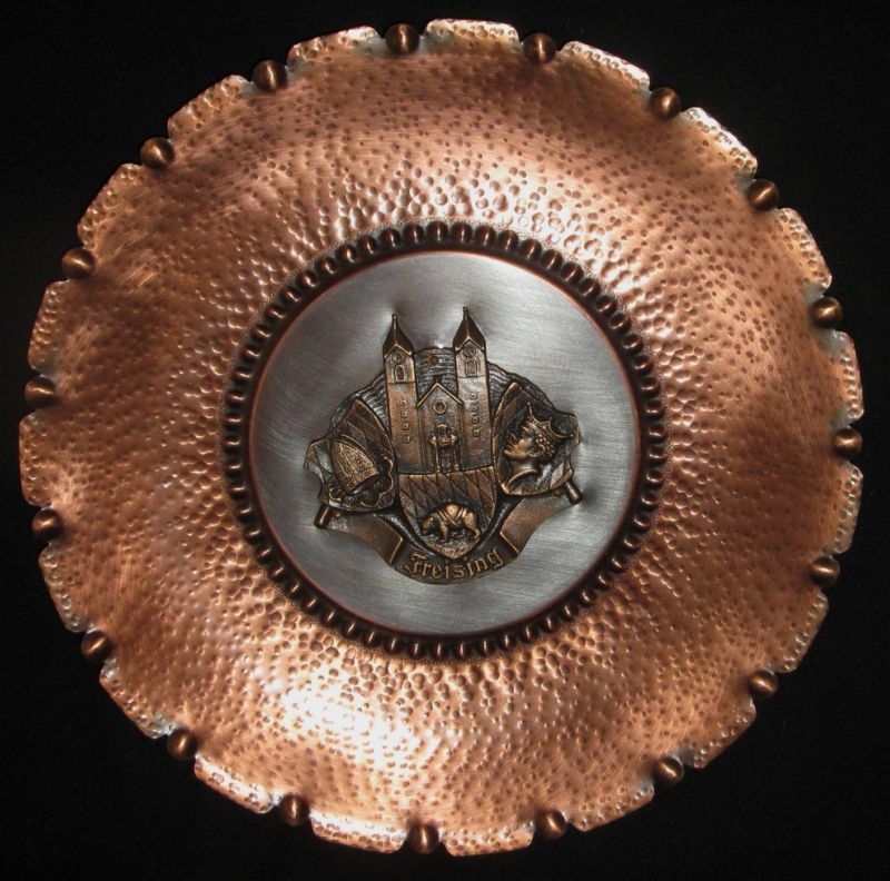 SOUVENIR PLATE FREISING GERMANY CATHEDRAL COPPER  