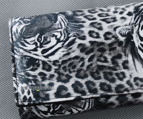 I505 Cool Black Tiger Leopard Print Lady Women Girl Long Wallet Purse 