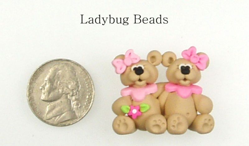 Best Friend Bears Polymer Clay Bead  