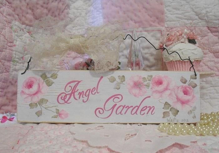 HP Chic Angel Garden Sign Sweet Shabby Romantic Cottage Country  