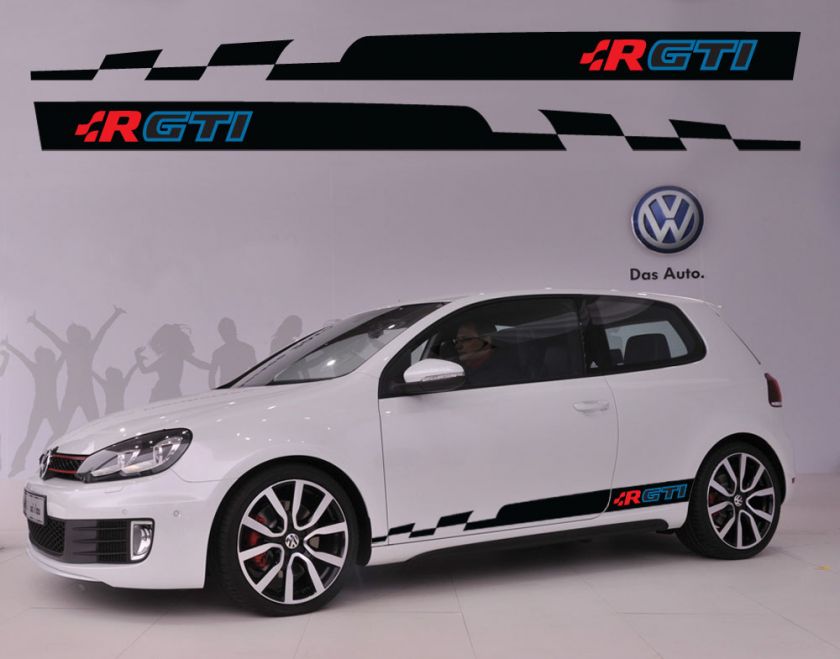 VW Volkswagen R GTI Logo Racing #5 Car Side Decal Sticker Full Color 