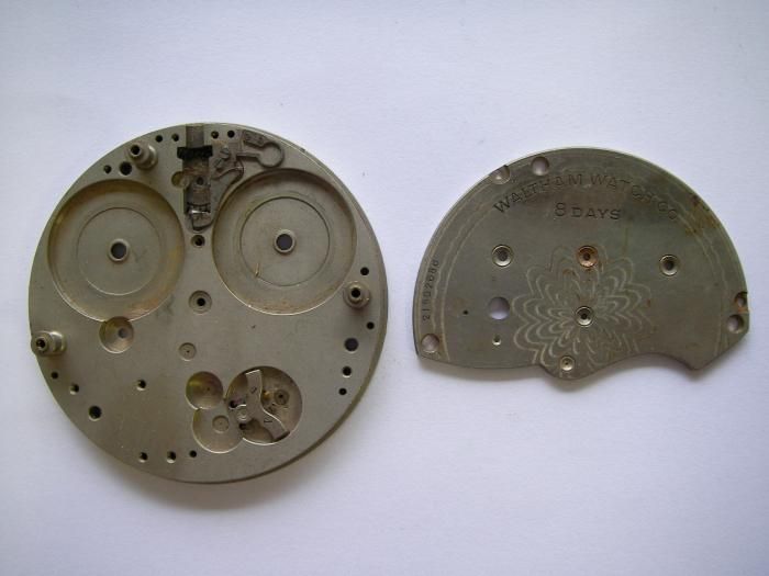 Waltham 8 days 61 mm pocket watch movement for parts  