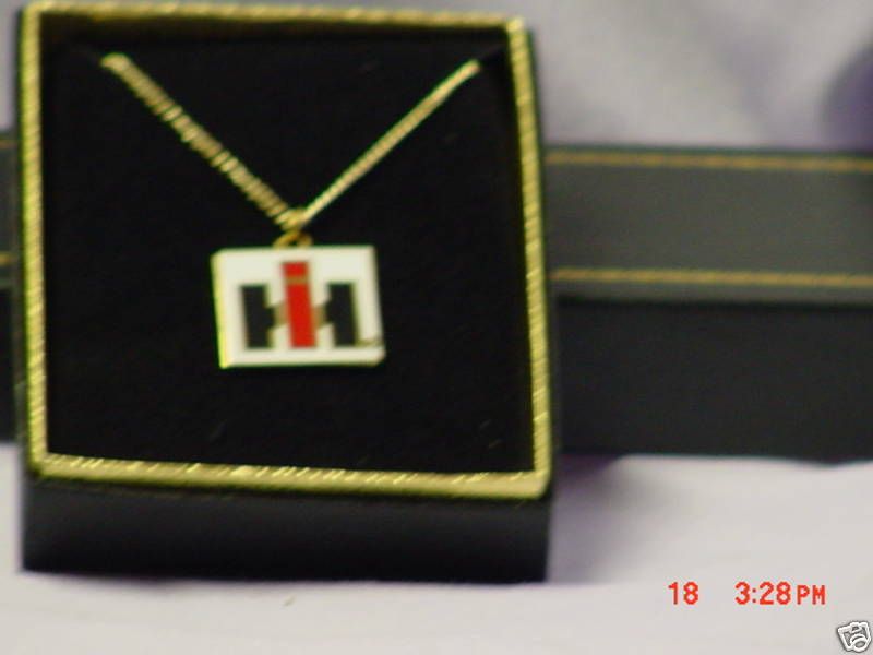 IH International Harvester square logo necklace, NIB  