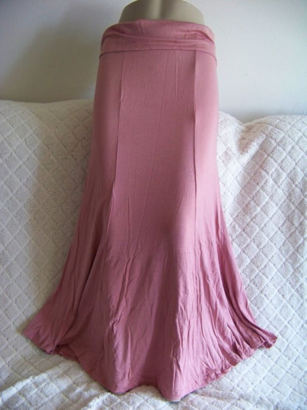 New Pink Long Maxi stretch knit Skirt plus size 1X  