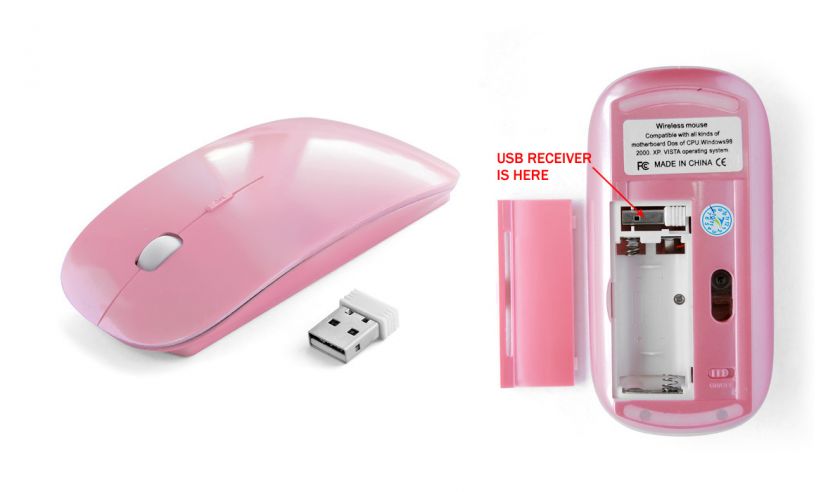 Pink 3D 2.4g Wireless Optical Laptop PC Mouse For All Computer  