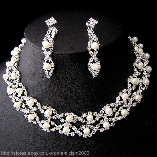 Wedding/Bridal crystal necklace earrings set S066  